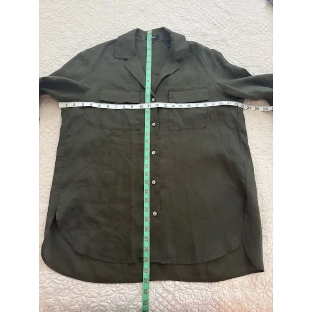 NWOT Theory Notched Collar Relaxed Linen button down shirt, size L - Picture 5 of 7